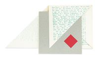 An Unreadable Quadrat-Print Libro illeggibile Bianco e Rosso (Publisher: Steendrukkeri de jong, Hilversum) by Bruno Munari contemporary artwork 1