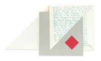 An Unreadable Quadrat-Print Libro illeggibile Bianco e Rosso (Publisher: Steendrukkeri de jong, Hilversum) by Bruno Munari contemporary artwork works on paper