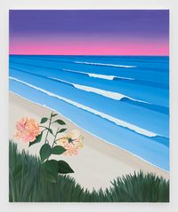 Sunset waves with wildflower by Alec Egan contemporary artwork painting, works on paper