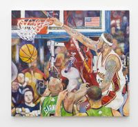 LeBron Bunk over Garnett by Keith Mayerson contemporary artwork painting, works on paper