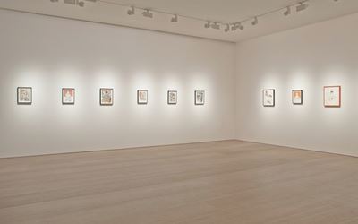 Hernan Bas, Memphis Living - Works on Paper, 2014, Exhibition view at Victoria Miro, Mayfair, London. Courtesy the Artist and Victoria Miro. © Hernan Bas.