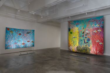 Exhibition view: Pactia Abad, Underwater Wilderness, Tina Kim Gallery, New York (27 June–16 August 2024). Courtesy Pacita Abad Art Estate and Tina Kim Gallery. Photo: Hyunjung Rhee.