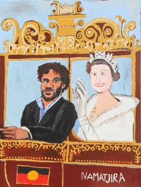 The Royal Tour (Vincent and Elizabeth) by Vincent Namatjira contemporary artwork painting