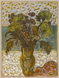 chrysanthemums in June's pot by Billy Childish contemporary artwork painting