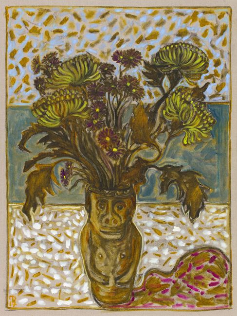 chrysanthemums in June's pot by Billy Childish contemporary artwork