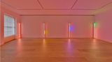 Contemporary art exhibition, Dan Flavin, colored fluorescent light at David Zwirner, London, United Kingdom