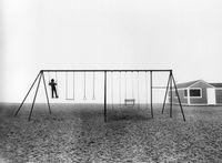 Boy Standing on Swing, Compo Beach, Westport, CT by Larry Silver contemporary artwork photography