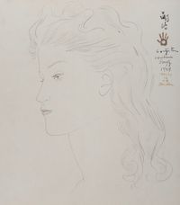 Portrait de jeune femme blonde by Léonard Tsuguharu Foujita contemporary artwork painting, works on paper, drawing