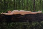 Nude lying on a tree by Maryam Yusifaliyeva contemporary artwork Painting