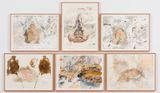 Soft mud termite mounds of the Mallee and cathedral termite mounds of Kakadu by John Wolseley contemporary artwork drawing painting print works on paper