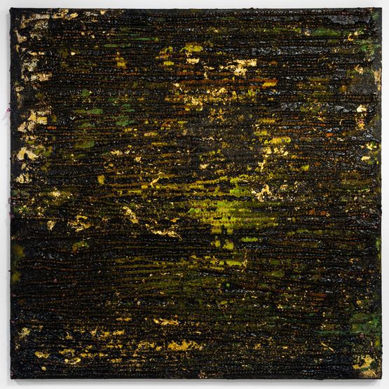 gold green medium by Kirtika Kain contemporary artwork Mixed Media