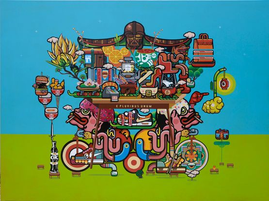In Supermarket Veritas by Indieguerillas contemporary artwork Painting