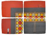 Chettinad Tile III 4-parts by Desmond Lazaro contemporary artwork works on paper
