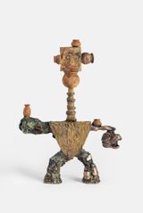 Vessel Figure with Masks and Dinosaur by Ramesh Mario Nithiyendran contemporary artwork sculpture