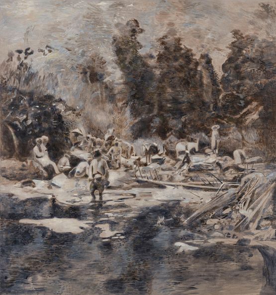 The Bed of Gold Stream by Sawangwongse Yawnghwe contemporary artwork Painting