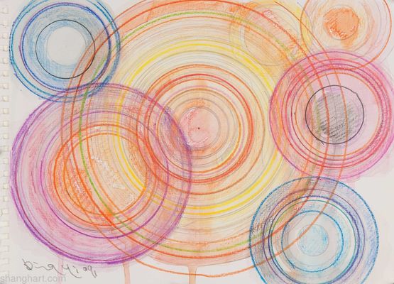 7 Circles by Ding Yi contemporary artwork Drawing