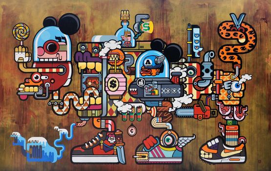 Only Designer Drugs Can TAme This Beast Inside Me by Indieguerillas contemporary artwork Painting