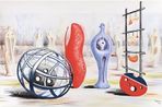Scultpural Objects School by Henry Moore contemporary artwork Print