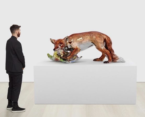 Fox with Bird by Jeff Koons contemporary artwork Sculpture