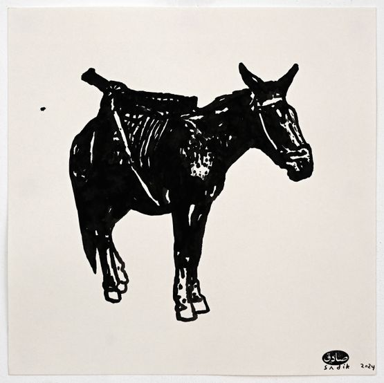 A Donkey in My Studio 13 by Sadik Kwaish Alfraji contemporary artwork Painting