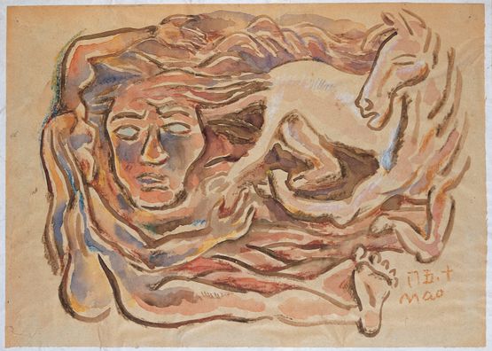 Portrait with White Horse and Female Body by Mao Xuhui contemporary artwork Painting