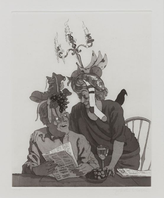 Newspaper Couple by John Currin contemporary artwork Painting