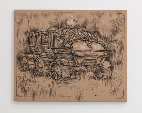 Moon Rabbit Lunar Cruiser  by Simon Vega contemporary artwork Drawing