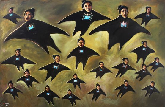 Flying Angels II by Heri Dono contemporary artwork Painting