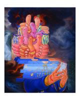 Post-Modern Chimpanzee The Thumbs Revolution by Uji Hahan Handoko Eko Saputro contemporary artwork mixed media painting