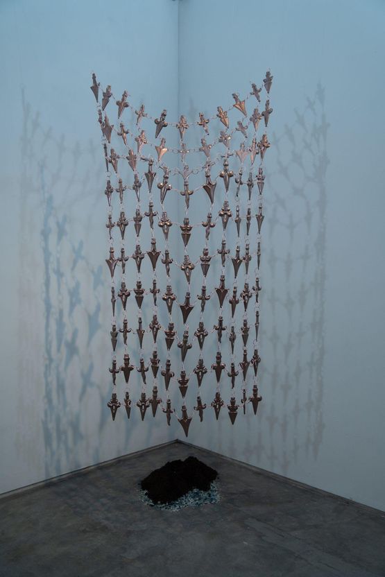 Di Balik Tirai Hal-hal yang Berlawanan Bertukar Tenpat dengan Sunyi by Dian Suci contemporary artwork Sculpture