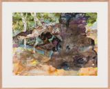 Ephemeral rivers of the Wimmera plains - Red Gum Banyena by John Wolseley contemporary artwork painting works on paper