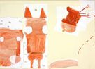 Horse Pig Chicken fairy tale by Rose Wylie contemporary artwork Painting