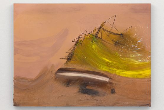 Yet unnamed bronze and yellow shipwreck by Whitney Bedford contemporary artwork Painting