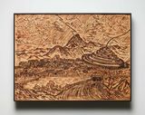 The mountain climbs through the window bringing down storms of words the landscape of words becomes his universe. There a rain of stars came above his wood fire. It is there and then he carries the sea elsewhere. City of Truth by Cole Lu contemporary artwork sculpture