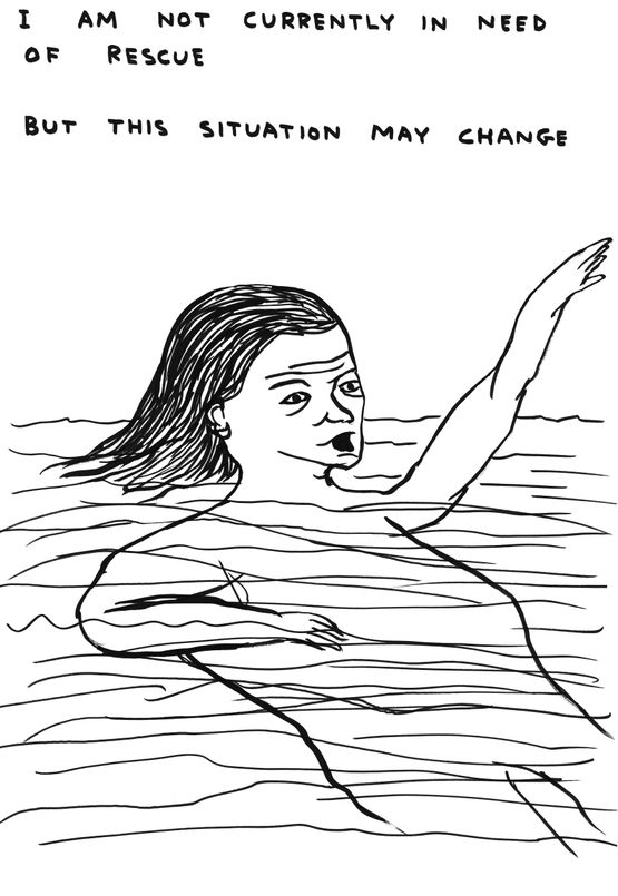Untitled I Am Not Currently In Need of Rescue by David Shrigley contemporary artwork Works on Paper
