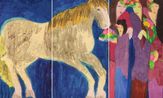 Four Beauties and a Soft Yellow Horse by Walasse Ting contemporary artwork Painting