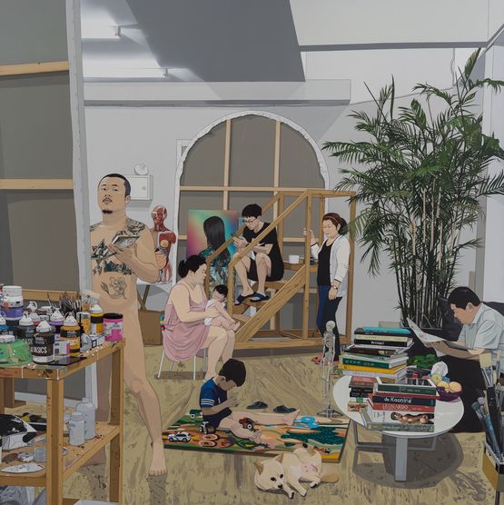 Painter and Family by Chen Fei contemporary artwork Painting