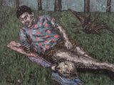 At a park in Baguio City by Johanna Helmuth contemporary artwork painting works on paper