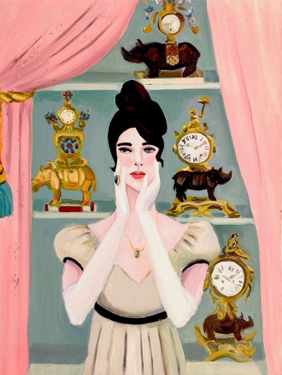 The Clock Collector by Maureen Dougherty contemporary artwork Painting