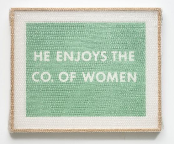 HE ENJOYS THE CO. OF WOMEN Framed with Bubble Wrap and Packing Tape by Tammi Campbell contemporary artwork Works on Paper