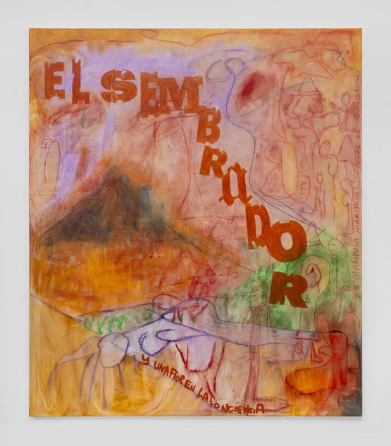 El Sembrador detras de los cerros y los montes a lo lejos...el  sembrador me abrio el camino The sowerbehind the hills and the mountains in the distance...the sower cleared my path by Nadia Hernandez contemporary artwork Painting