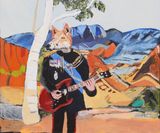 Solo Dingo by Vincent Namatjira contemporary artwork painting
