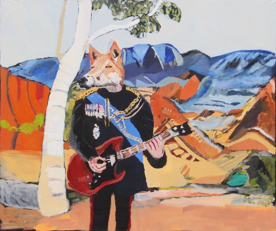 Solo Dingo by Vincent Namatjira contemporary artwork Painting