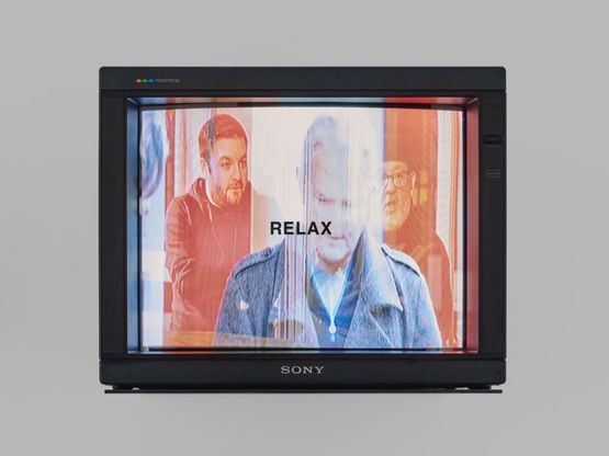 TV Text  Image RELAX by Gretchen Bender contemporary artwork Moving Image