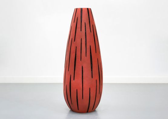 Lined Red Egg by David Nash contemporary artwork Sculpture