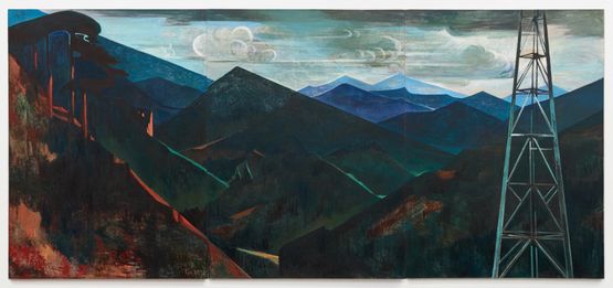 Mountains Beyond Mountains triptych by Xiao Jiang contemporary artwork Painting