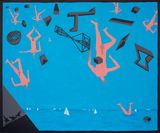 Icarus and Geometric Friends by Derek Boshier contemporary artwork painting