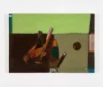 Male Bird pecking by Merlin James contemporary artwork Painting