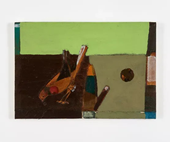 Male Bird pecking by Merlin James contemporary artwork Painting