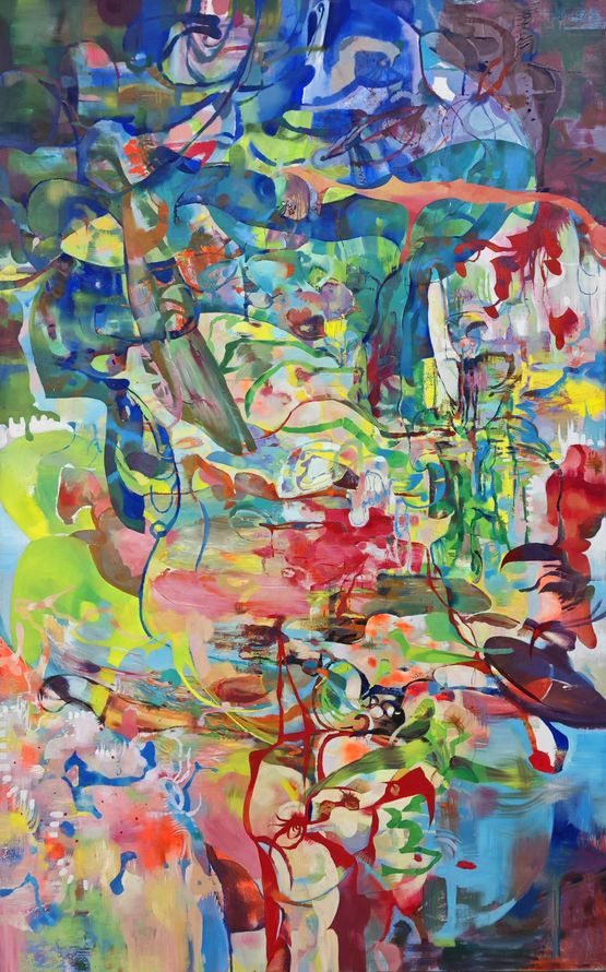 The vine and my rids grow at the same time by Shuang Jiang contemporary artwork Painting